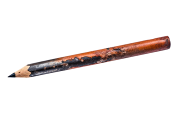 A well-used mechanical pencil with a worn-out eraser, isolated on a white background