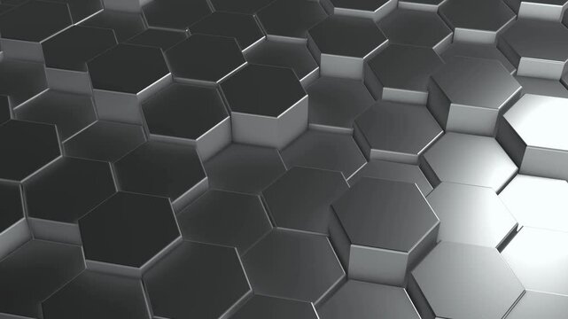 Geometric hexagon pattern in 3D with a seamless blue background, Geometric hexagon pattern with a 3D abstract design, background,Silver