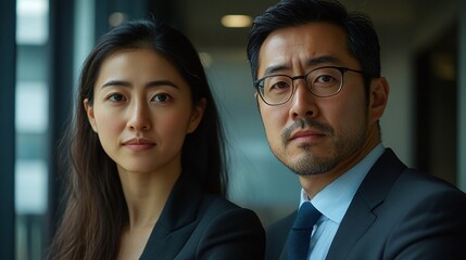 two asian colleagues at office desk working on a corporate project perfect for depicting teamwork communication and partnership in a business setting