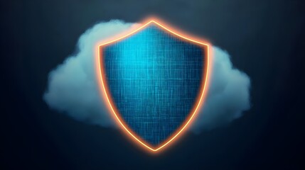 Fototapeta premium Digital Shield Security Concept with Neon Glow