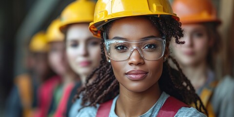inclusive professional portrait of female construction workers showcasing a multiethnic team in the building industry and the strength of women in trades