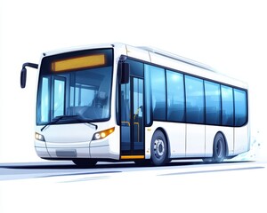 A sleek, white city bus in motion, showcasing modern design and urban transportation efficiency.