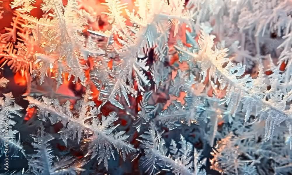 Canvas Prints Whimsical frost patterns forming on a windowpane, Video