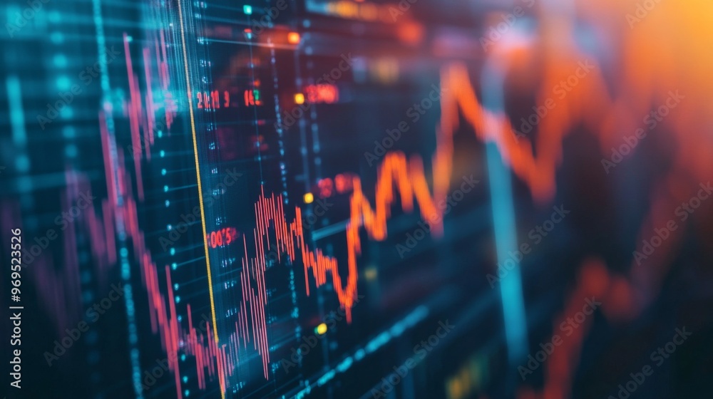 Aufkleber detailed shot of a financial graph with fluctuating stock prices, highlighting various data points a