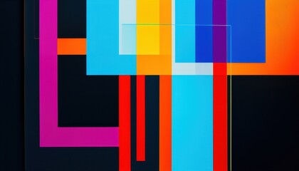 Fototapeta premium Abstract geometric composition with vibrant colors and overlapping shapes.