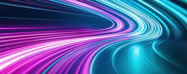 Vibrant abstract lines in purple and blue create a dynamic motion effect, perfect for technology and creativity themes.