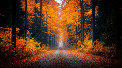 Wild forest in autumn Vibrant Foliage