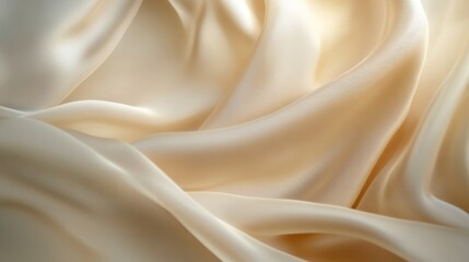 Fototapeta premium Soft flowing ivory silk fabric close-up