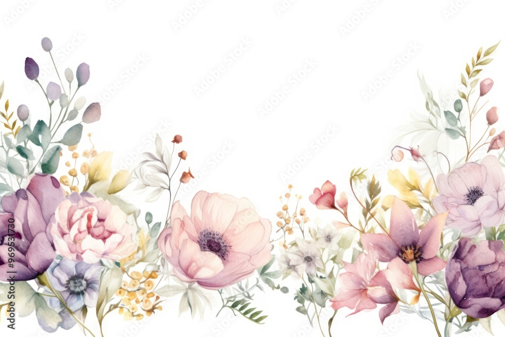 Canvas Prints wedding flower border watercolor backgrounds pattern plant.