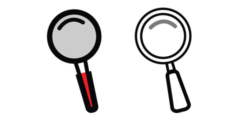 Magnifying glass icon, magnifier or loupe sign. Web search icon.