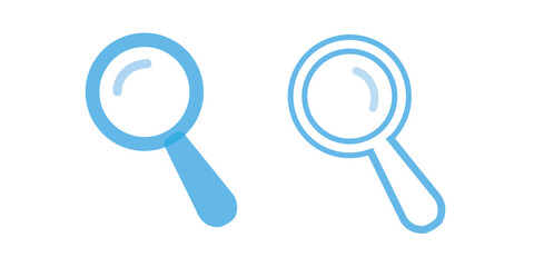 Magnifying glass icon in Black line art vector logo.