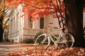 Fototapeta premium Bicycle autumn vehicle plant.