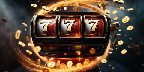 Slot machine 7 numbers and flying gold coins