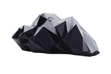 Abstract low poly black cloud isolated on transparent background. 3D rendering of a geometric, faceted shape. Modern digital art concept.