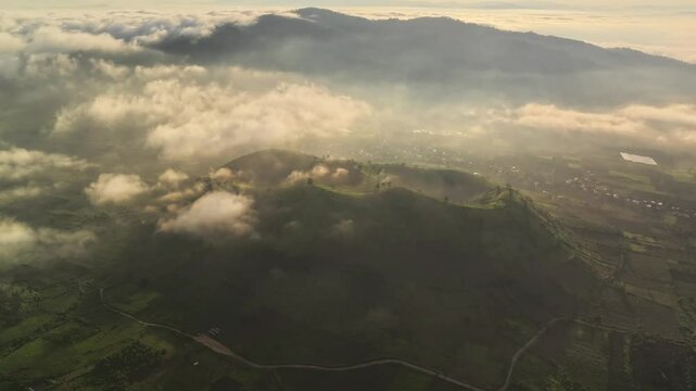 The inactive volcano Chu Dang Ya in Gia Lai, Vietnam has now become a farming area. Video shot in Gia Lai on April 24, 2024.