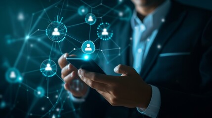Fototapeta premium Digital Network Connection: Business and Social Interaction