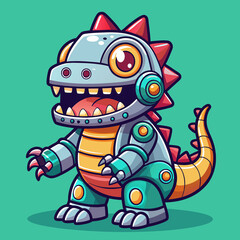 Obraz premium Cute robot cartoon icon character, line stoke isolated, graphic design sign