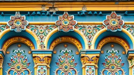 Obraz premium Ornate Architectural Details of a Colorful Building