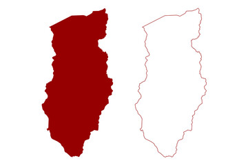 Moesa District (Switzerland, Swiss Confederation, Canton of Grisons, Graubünden or Graubunden) map vector illustration, scribble sketch Moesa Region map