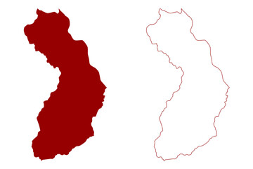 Monthey District (Switzerland, Swiss Confederation, Canton of Valais or Wallis) map vector illustration, scribble sketch Bezirk Monthey map