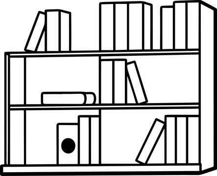 recommend clip art: Bookshelf line art silhouette vector illustration