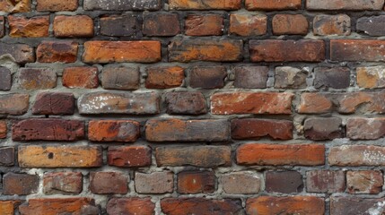 Fototapeta premium Weathered Red Brick Wall Texture: A Rustic Architectural Background