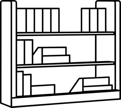 recommend clip art: Bookshelf line art silhouette vector illustration