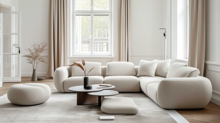 Modern Minimalist Living Room Interior Design with Comfortable Sofa