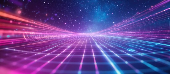 Obraz premium Abstract digital grid with glowing lines.
