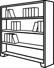 Bookshelf line art silhouette vector illustration