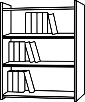 recommend clip art: Bookshelf line art silhouette vector illustration