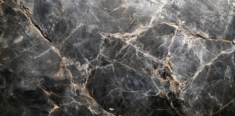 Black Marble Surface with White and Gold Veins