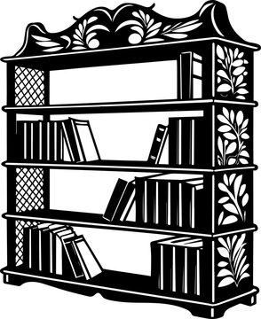 recommend clip art: Bookshelf silhouette vector illustration