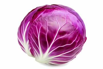 Obraz premium Fresh and vibrant purple cabbage showcasing a crisp texture and rich color, perfect for salads and healthy dishes.