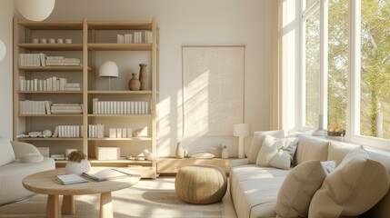 Minimalist Living Room Design with Natural Light and Cozy Decor