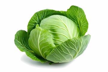 Obraz premium Fresh green cabbage with crisp leaves, perfect for salads, cooking, and healthy dishes. A nutritious addition to any meal.