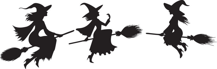  Witch silhouette vector EPS SET 