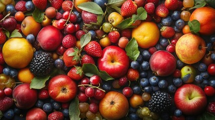 A colorful assortment of fruits and berries. Perfect for a healthy lifestyle blog or advertisement.