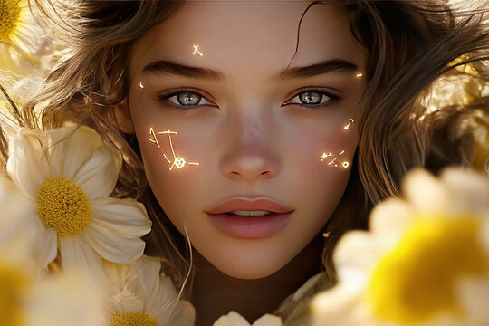 FMRI neuromorphic neocortex myelin and neuromodulator radiant woman in nature with neural network energy symbolizing connection to the earth