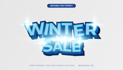 Premium Editable text effect Winter Sale discount deals Light gray gradient banner vector