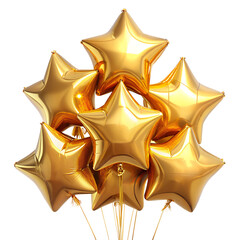 Star-shaped gold balloon isolated on a transparent or white background.