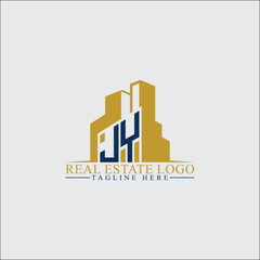 Fototapeta premium Modern JY Real Estate Logo Design with Building Silhouettes