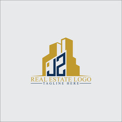 Naklejka premium Modern JZ Real Estate Logo Design with Building Silhouettes