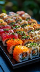 Assorted Sushi Rolls on a Plate