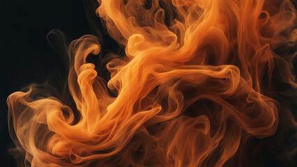 Fototapeta premium mesmerizing scene of swirling orange and gold smoke on a black background