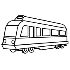 railway transport outline coloring book page line art drawing