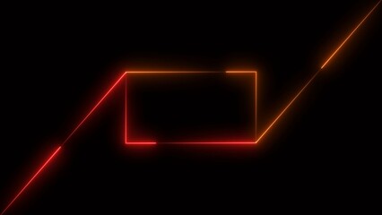 Rectangle neon glowing red and orange color 4k illustration. abstract beautiful technology background rectangle 4k illustration.