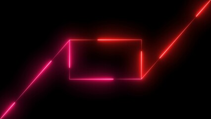 Rectangle neon glowing red and magenta red color animation. abstract beautiful technology background rectangle 4k illustration.