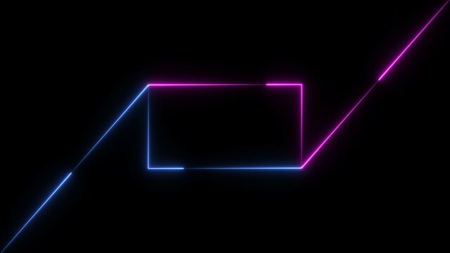 Rectangle neon glowing royal blue  and magenta red color 4k illustration. abstract beautiful technology background rectangle 4k illustration. 
