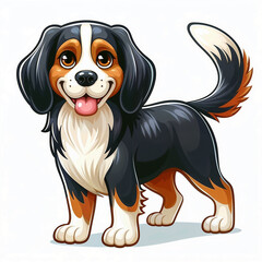 Cute cartoon dog on white background.AI